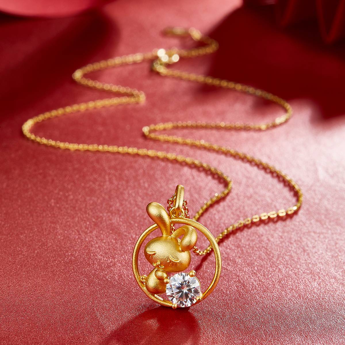 Rabbit Moissanite Necklace from the Zodiac Series 1.0 Carat